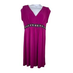 Nicole Miller Purple Fit & Flare Midi Dress with Cap Sleeves Sz‎ 8